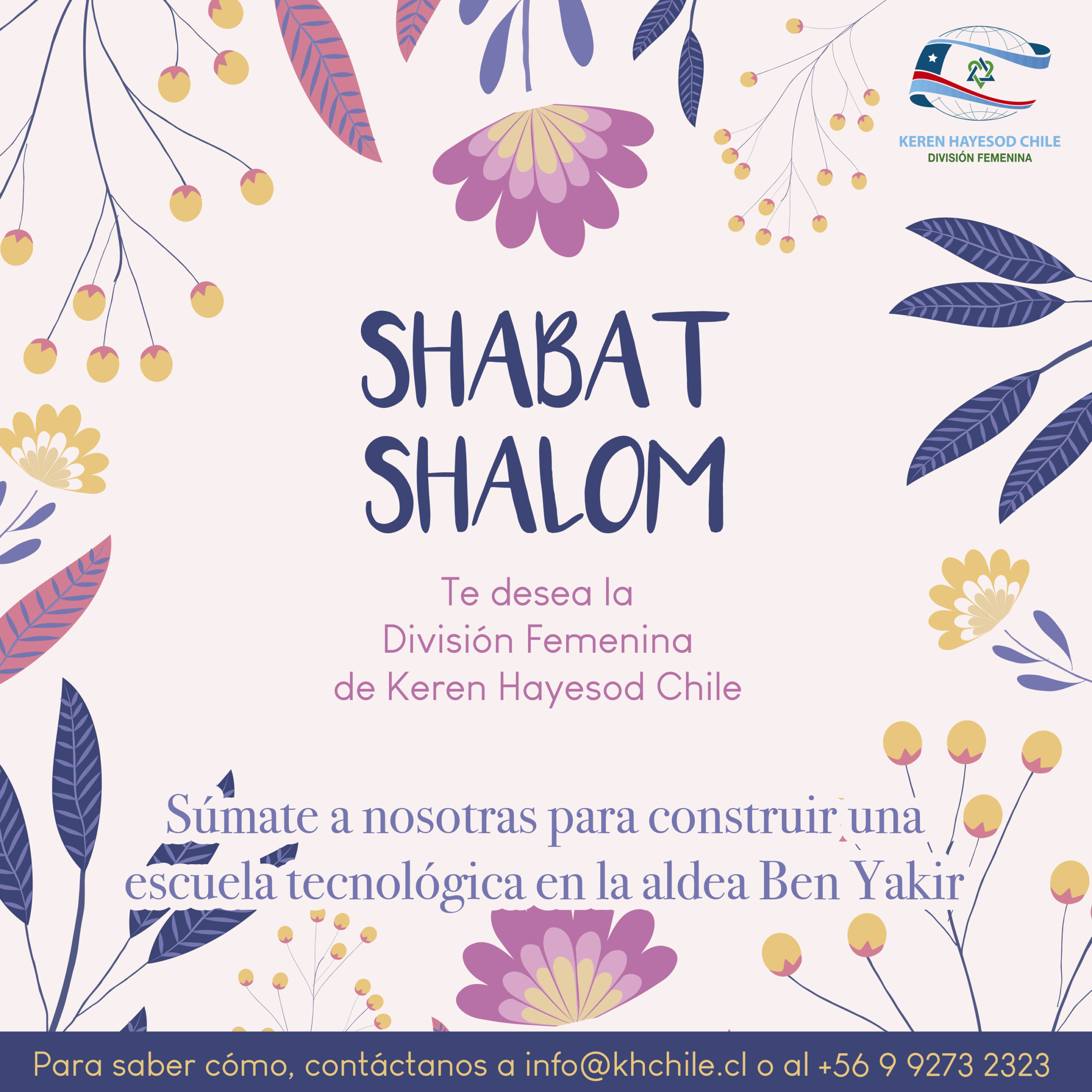  ¡La División Femenina de Keren Hayesod Chile te desea un Shabat Shalom!